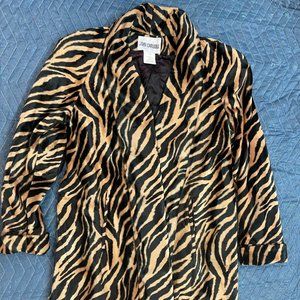 Vintage JOHN CARUANA Animal Print Faux Fur Blazer